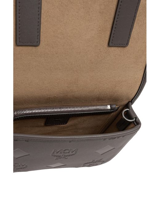 MCM Gray Leather Shoulder Bag for men