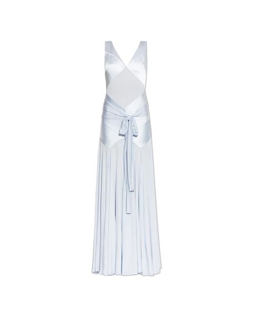Self-Portrait White Satin Dress With Decorative Tie