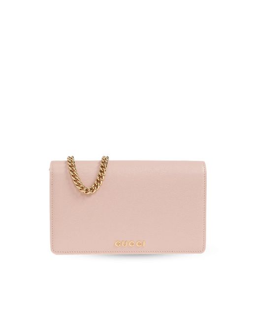 Gucci Pink Leather Wallet On Chain,