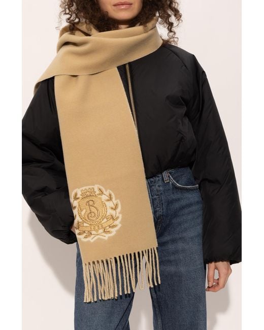 Burberry Natural Scarf With Embroidered Logo