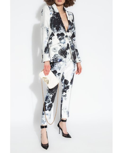 Alexander McQueen White Blazer With Floral Motif,