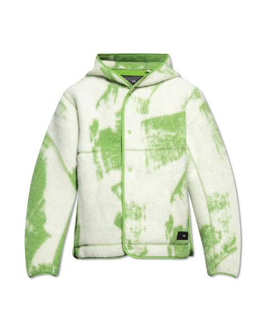 Y-3 Green Hooded Fleece Jacket for men