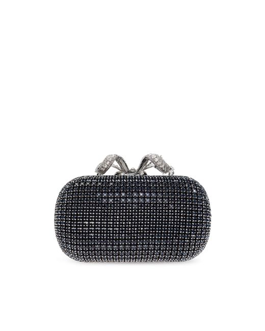 Self-Portrait Black Clutch With Shimmering Crystals