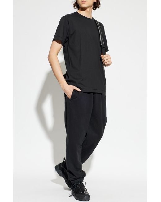 Stone Island Black T-Shirt With Logo Patch for men