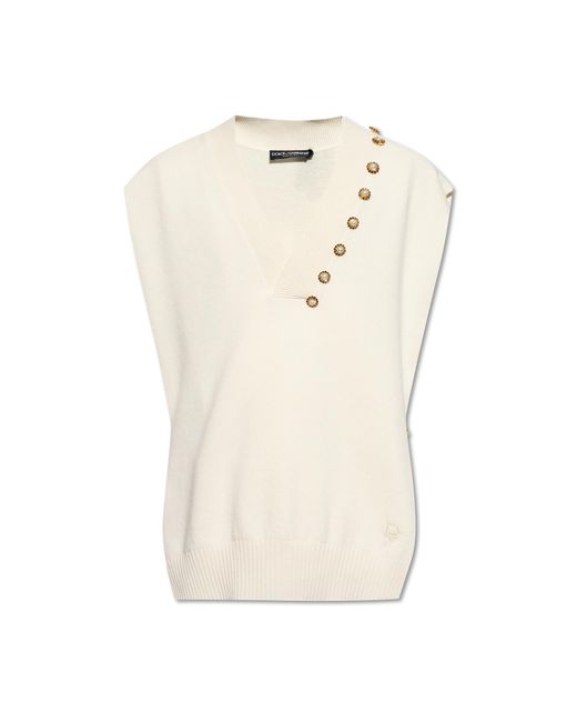Dolce & Gabbana Natural Sweater With Shimmering Appliqués for men