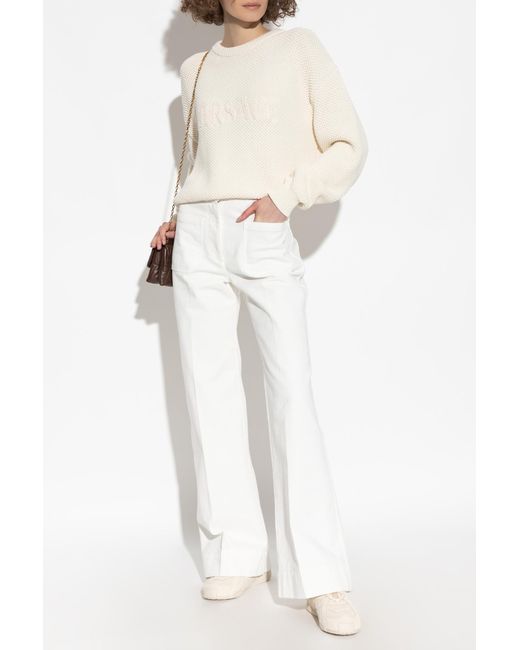 Versace White Sweater With Logo