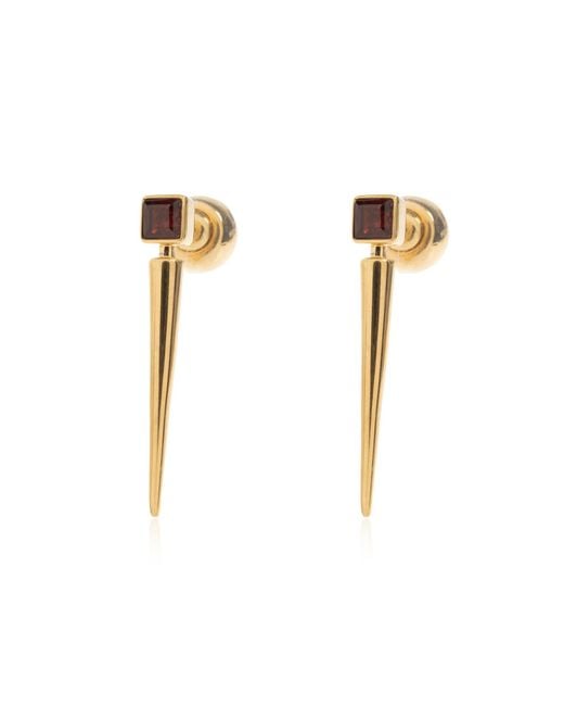 Jil Sander White Brass Earrings With Stone