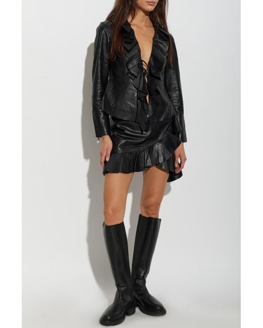 AllSaints Black Leather Skirt 'Luana'