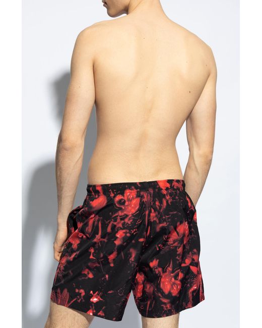 Alexander McQueen Red Swim Shorts for men
