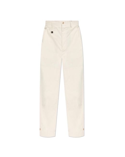 Dolce & Gabbana White Cotton Trousers With Stitching for men