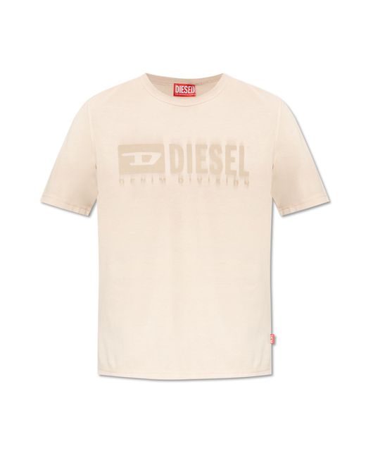 DIESEL Natural T-Shirt With Logo T-Adjust-K4 for men