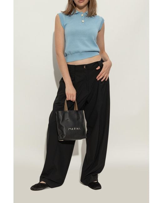 Marni Black Slides With A Bow
