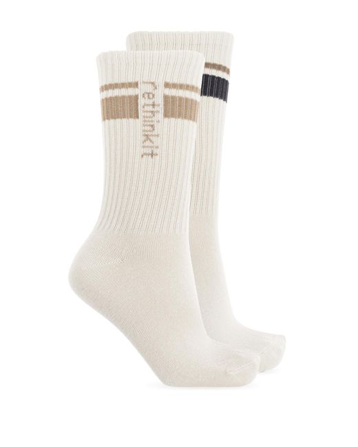 Rethinkit Studios White Two-Pack Of Socks With Logo