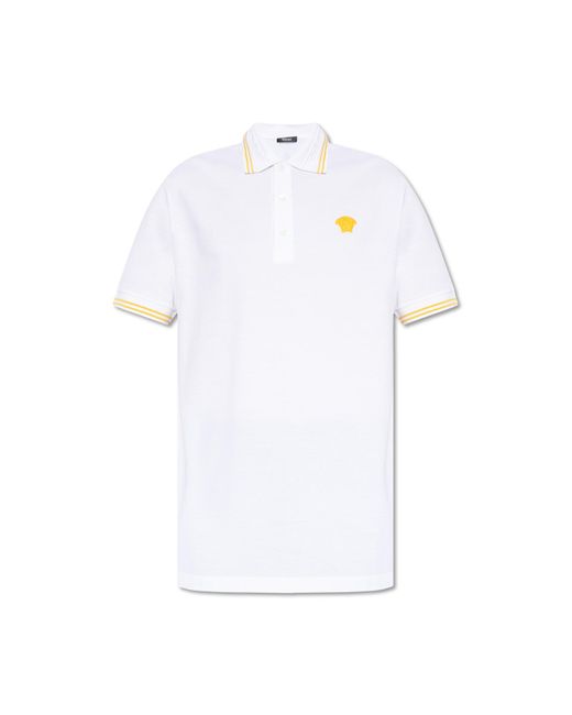 Versace White Polo Shirt With Medusa Face for men