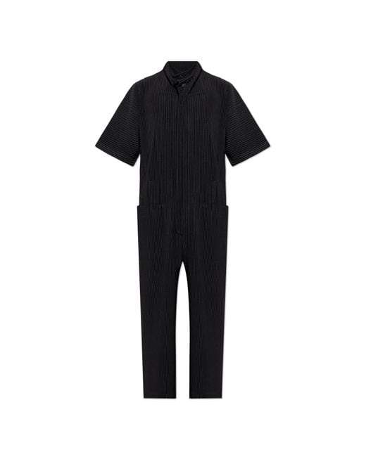 Homme Plissé Issey Miyake Pleated Jumpsuit in Black for Men | Lyst