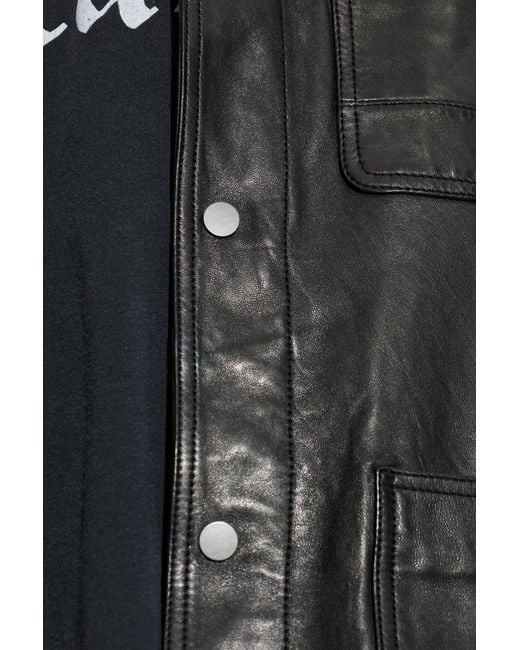 AllSaints Black Leather Jacket "Saxon" for men