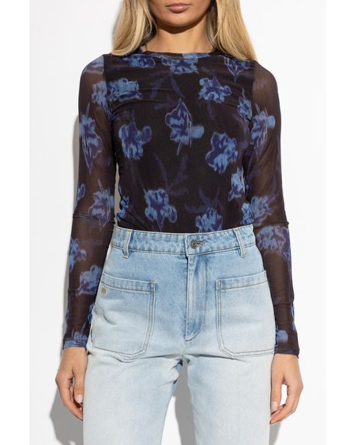 Rag & Bone Blue Floral Motif Top
