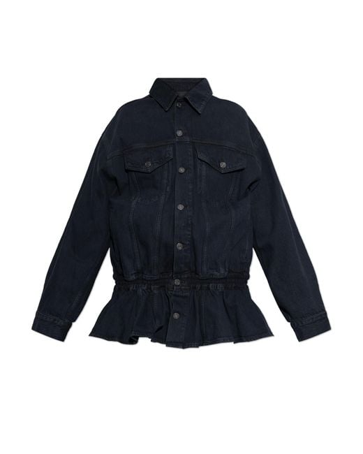 Agolde Blue Denim Jacket With Peplum