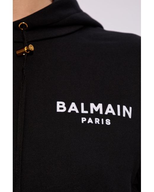 Balmain Black Short Sweatshirt With Logo,