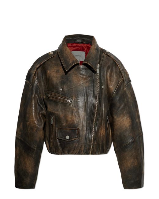 Gestuz Black Leather Jacket 'Gzdiana'