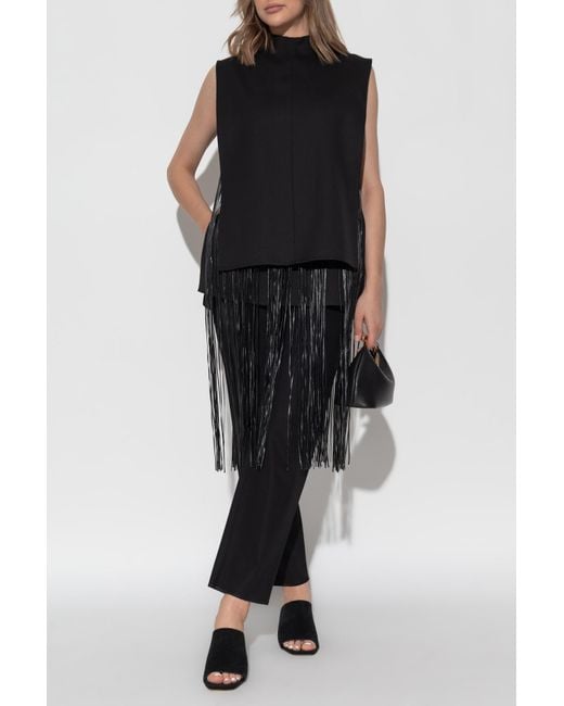 Sportmax Black "Soraia" Top With Fringes