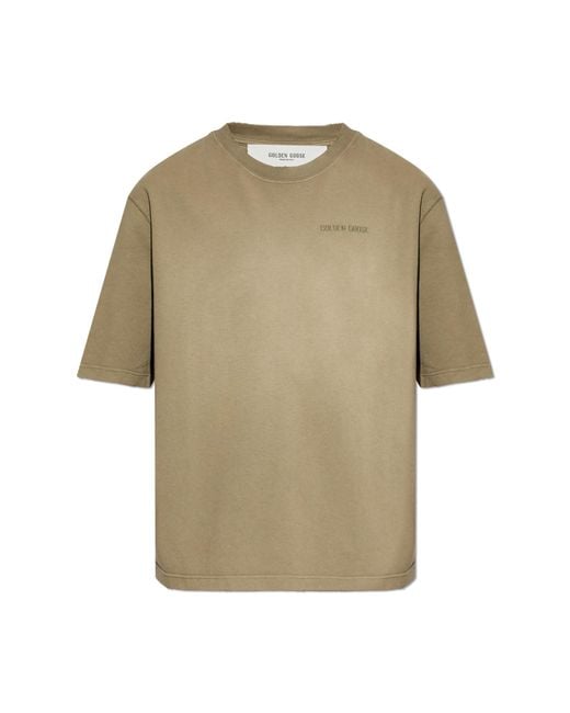 Golden Goose Deluxe Brand Natural T-Shirt With Logo for men