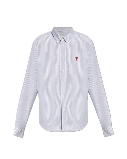 AMI White Shirt With Striped Pattern for men