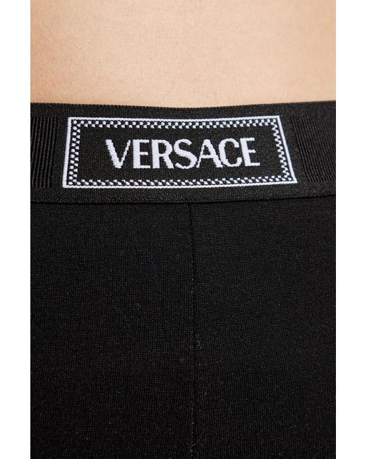 Versace Natural Leggings With Logo Patch