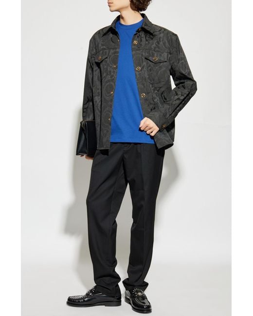Versace Blue T-Shirt With Patch for men