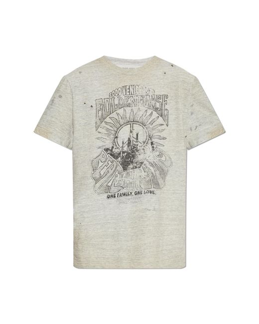 Golden Goose Deluxe Brand White T-Shirt With A Vintage Effect for men