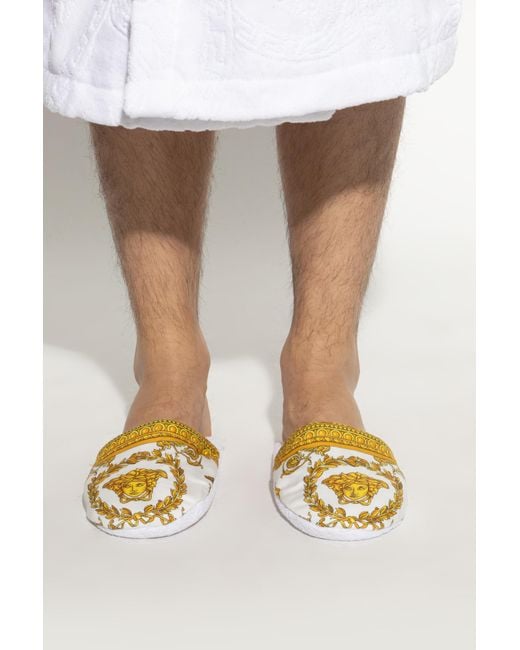 Versace Metallic Baroque Print Slides for men