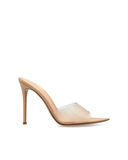 Gianvito Rossi White "Elle" Heeled Mules