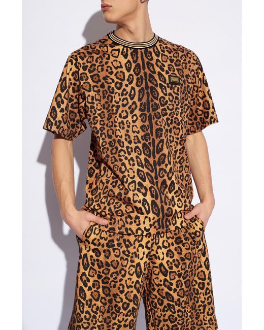 Dolce & Gabbana Brown T-shirt With Animal Motif, for men