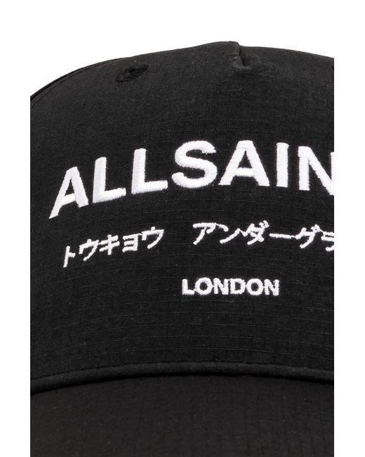 AllSaints Black Cap With A Visor 'underground',