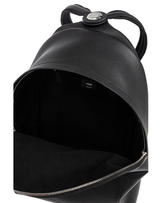 Fendi Black Leather Backpack With Logo for men