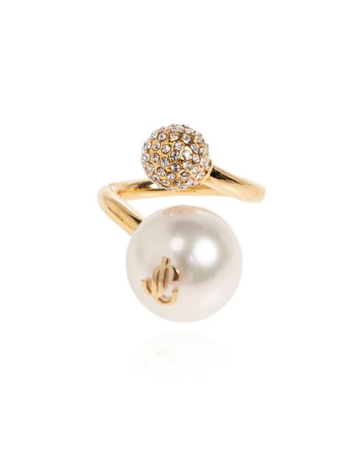 Jimmy Choo White Ring With Crystals
