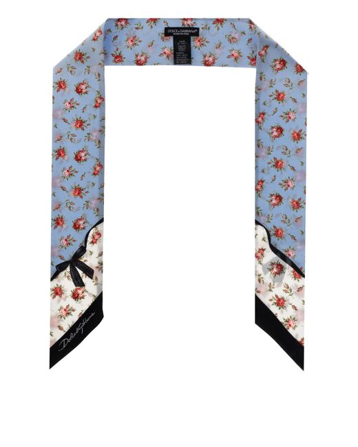Dolce & Gabbana Black Silk Scarf With Floral Motif