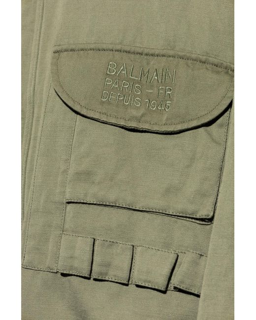Balmain Green Jacket With Pockets for men