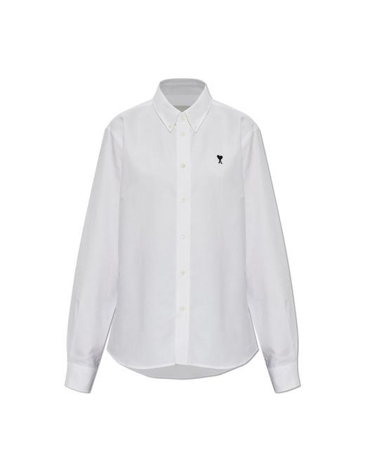 AMI White Shirt With Embroidered Logo