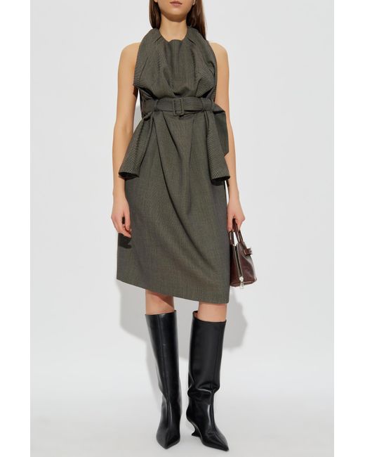 MM6 by Maison Margiela Gray Dress With Belt