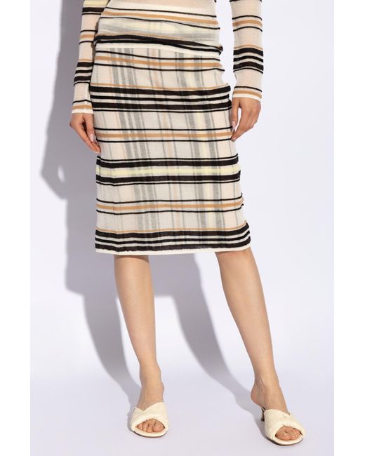 Bottega Veneta Natural Striped Pattern Skirt
