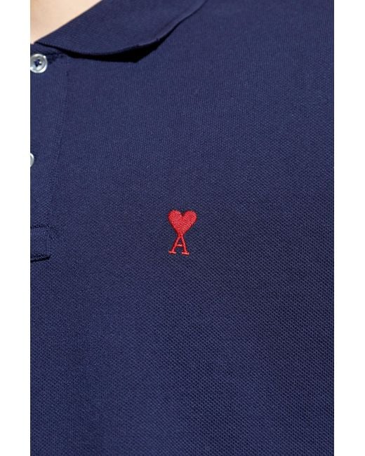 AMI Blue Polo With Logo for men