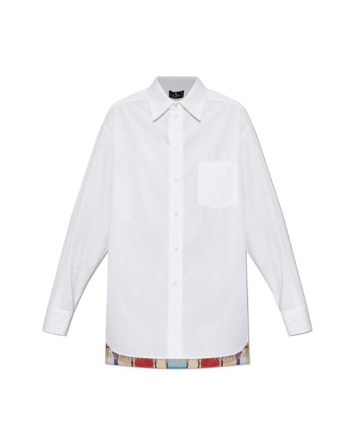 Etro White Shirt Made Of Combined Fabrics