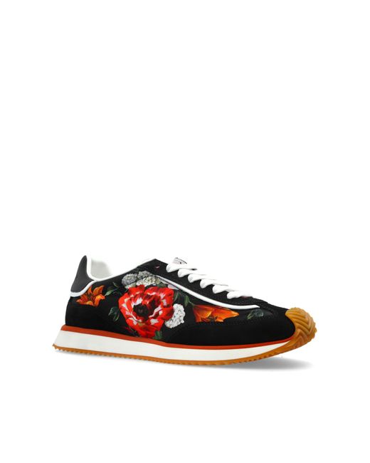 Dolce & Gabbana White Sports Shoes With A Floral Motif