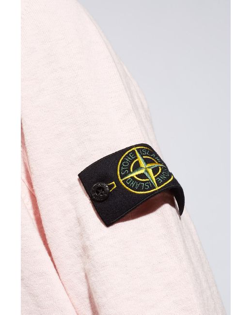 Stone Island Pink Sweater With Logo, for men