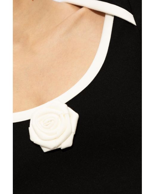 Balmain Black T-shirt With A Rose-shaped Appliqué,