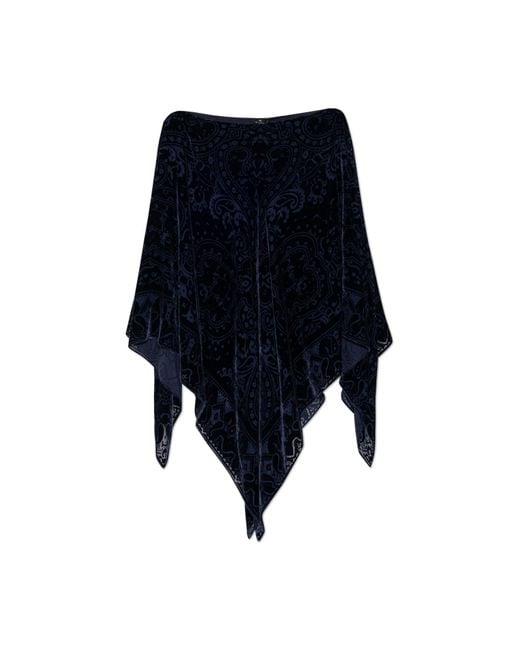 Etro Blue Velvet Poncho