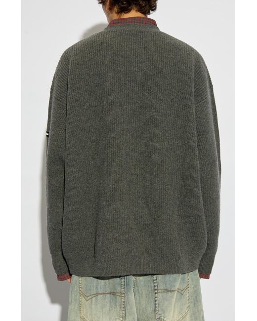 Balenciaga Green Wool Sweater With Logo for men