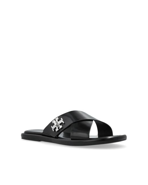 Tory Burch Blue Slides T-Lock