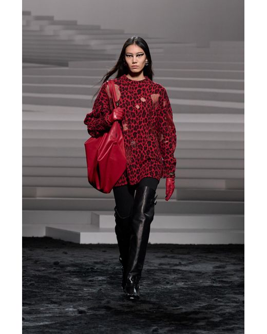 Versace Red Leopard Print Sweater